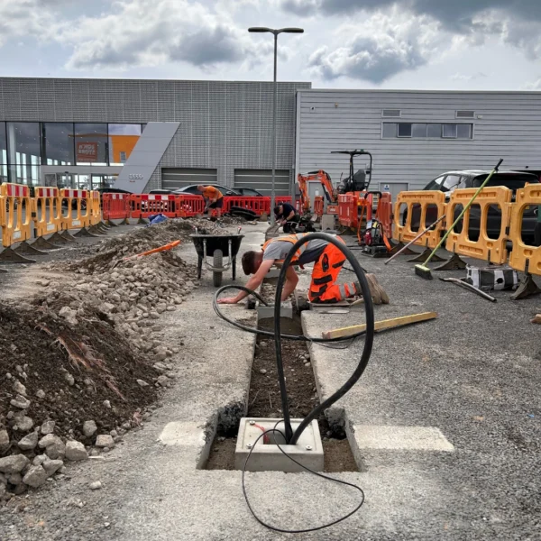 EV Block Mini being installed at a commercial unit.