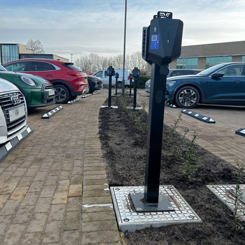 EV Blocks with charge point mounted on top - Foundations - Gallery