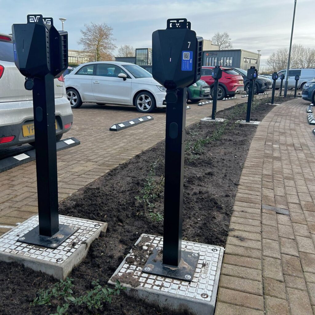 EV Blocks with charge point mounted on top - Foundations - Gallery