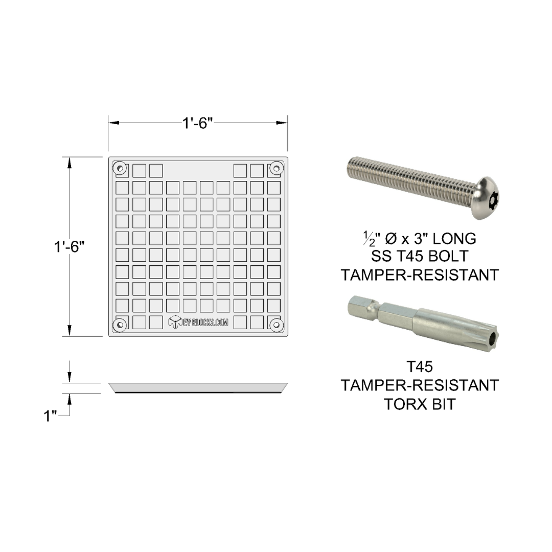 EV Block Adaptor with Tamper-Resistant Screws