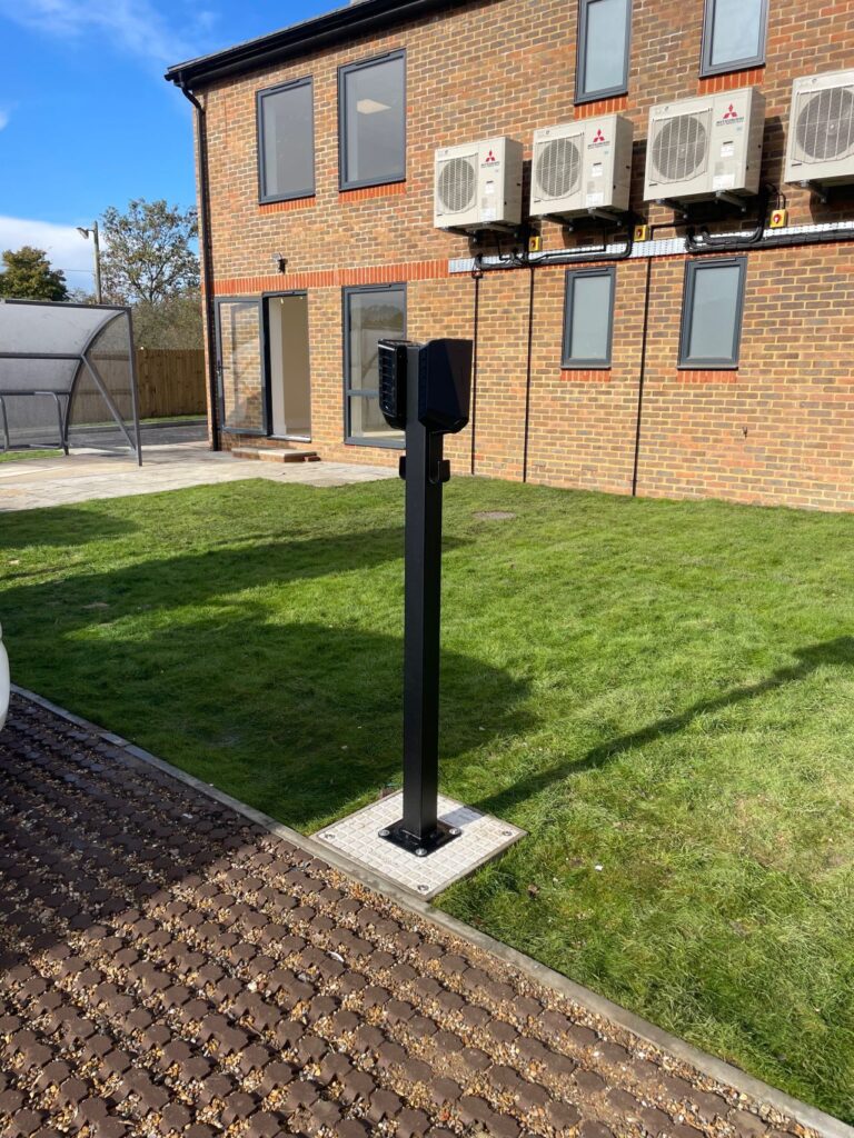 EV Blocks with charge point mounted on top - Foundations - Gallery